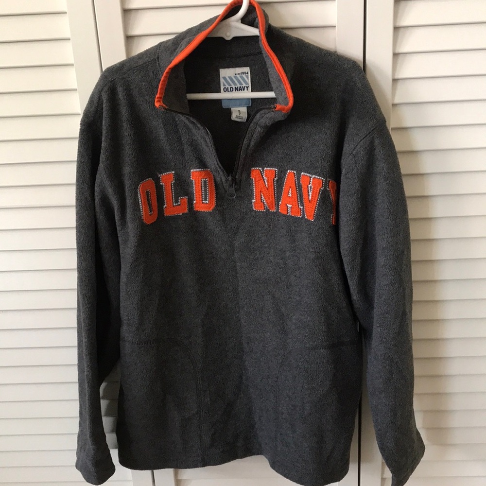 Old Navy boys fleece size M grey with orange